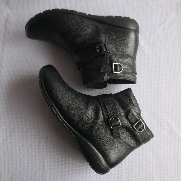 💫 SOLD - EASY SPIRIT AURELIA AUTHENTIC LEATHER BLACK ANKLE BOOTS - SIZE 7 - Picture 3 of 15